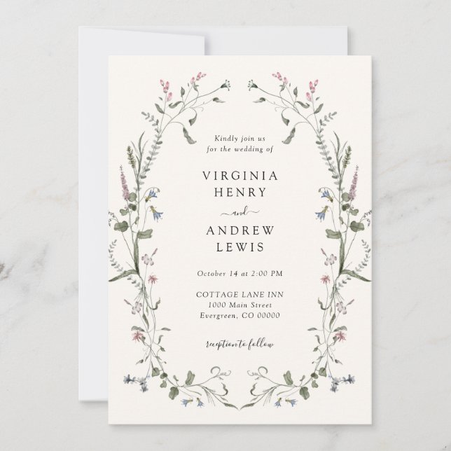 Pastel Floral Wedding Invitation (Front)
