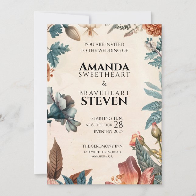Pastel & Floral Wedding Invitation (Front)