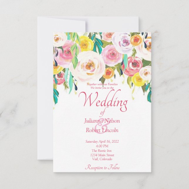 Pastel floral Wedding Invitation (Front)