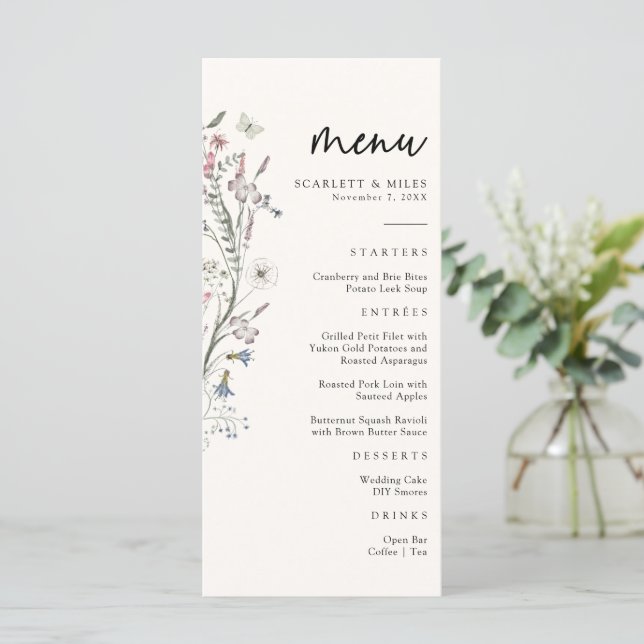Pastel Floral Wedding Menu (Standing Front)
