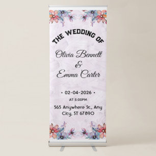 Pastel Floral Wedding Roll‑Up Banner