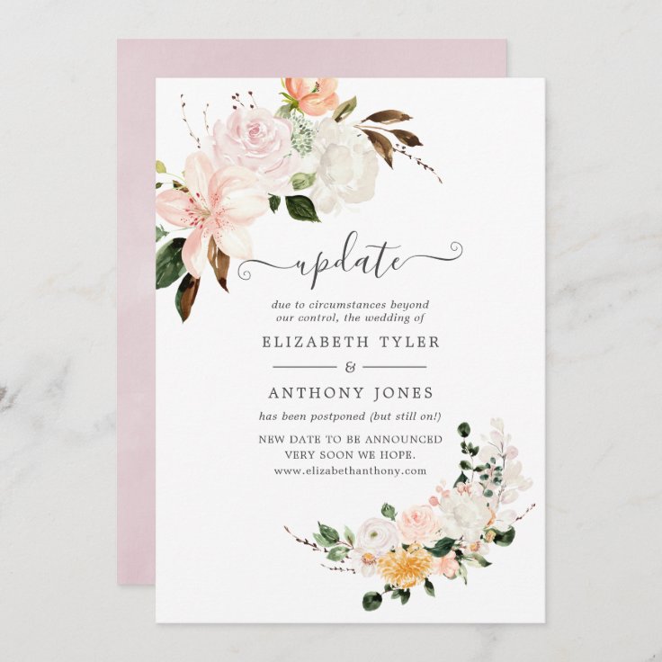 Pastel Floral Wedding Update Invitation | Zazzle