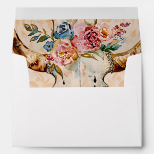 Pastel Floral Western Cow Skull Theme Envelope
