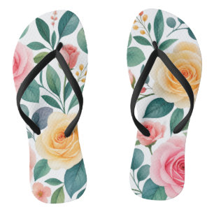 Pastel Floral Women's Slippers Flip Flops