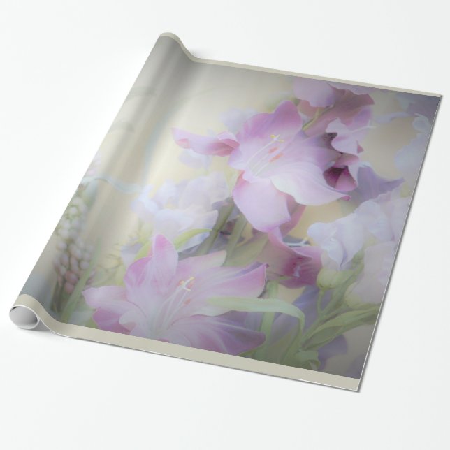 Pastel Floral Wrapping Paper (Unrolled)