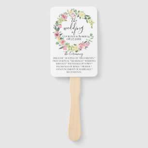 Pastel Floral Wreath Wedding Program Fans