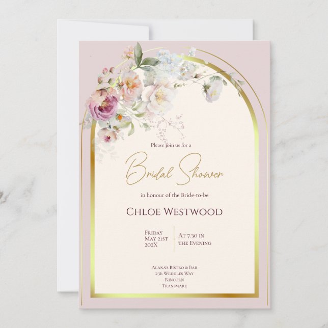 Pastel Florals Bridal Shower Invitation (Front)