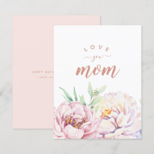 Pastel Florals Love You Mom Minimalist Flat Card