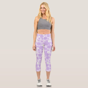 Pastel Florals Pattern LAVENDER Capri Leggings