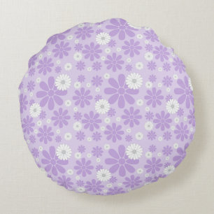 Pastel Florals Pattern LAVENDER Round Cushion