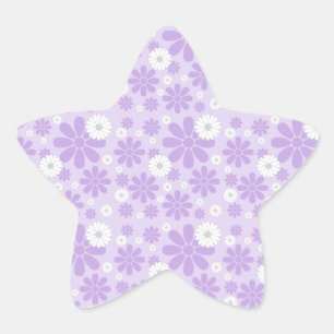 Pastel Florals Pattern LAVENDER Star Sticker
