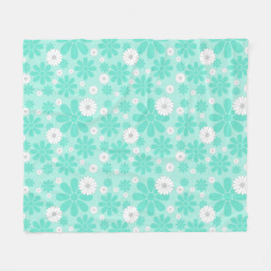 Pastel Florals Pattern MINT Fleece Blanket