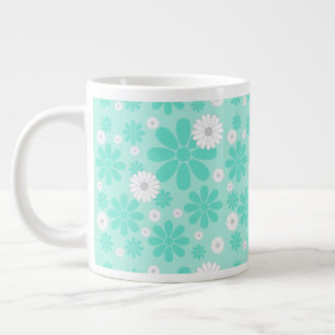 Pastel Florals Pattern MINT Large Coffee Mug