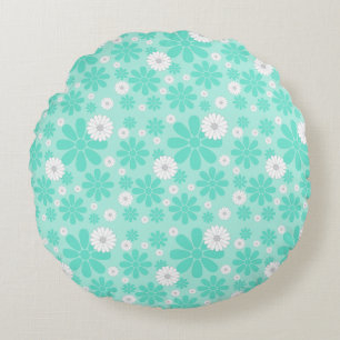 Pastel Florals Pattern MINT Round Cushion