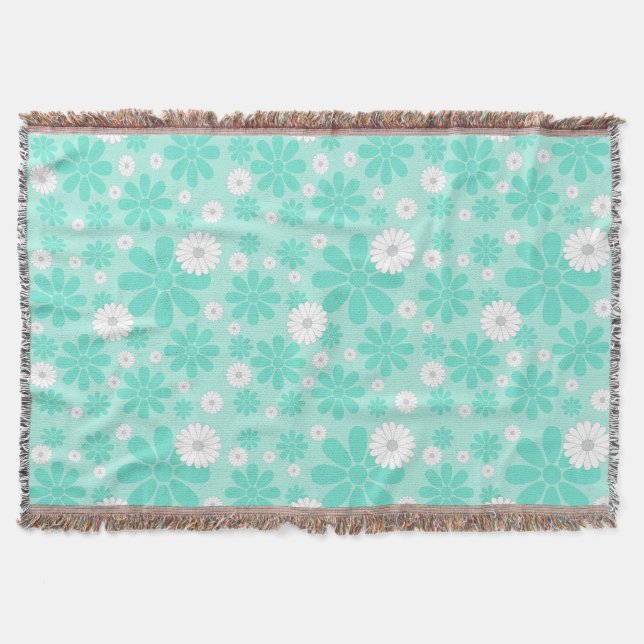 Pastel Florals Pattern MINT Throw Blanket (Front)