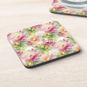 Pastel Flower Alcohol Ink Illustration Coaster