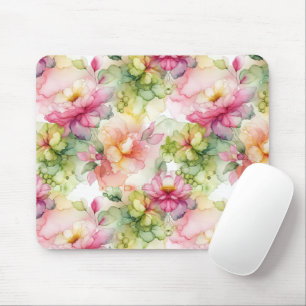 Pastel Flower Alcohol Ink Illustration Mouse Mat