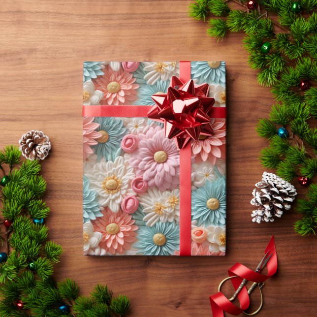 Pastel Flower Art Wrapping Paper (Holiday Gift)