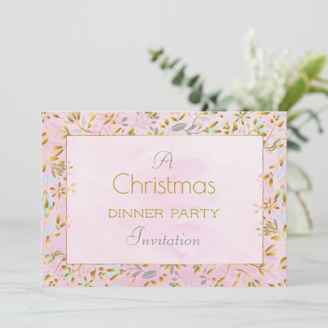 Pastel Flower Christmas Party 5x7 Invite (Standing Front)