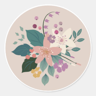 Pastel Flower Classic Round Sticker