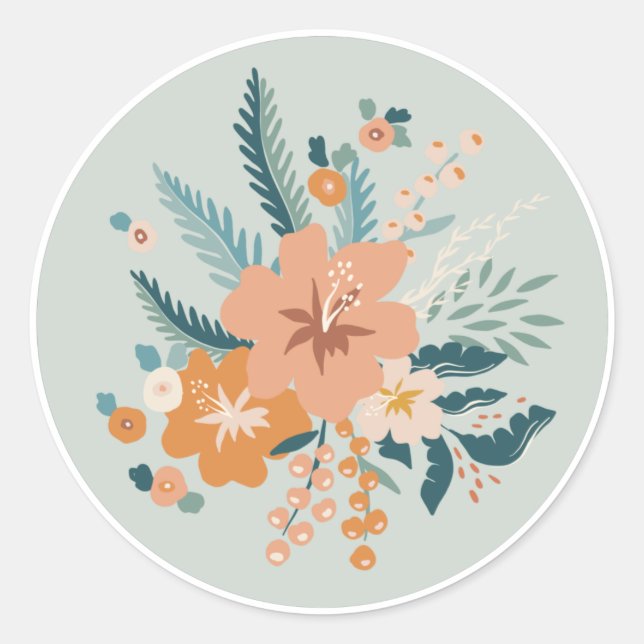 Pastel Flower Classic Round Sticker (Front)