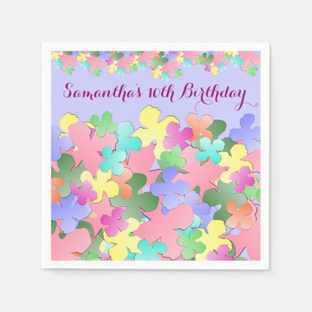 Pastel Flower Collage Custom BIRTHDAY Napkin (Front)
