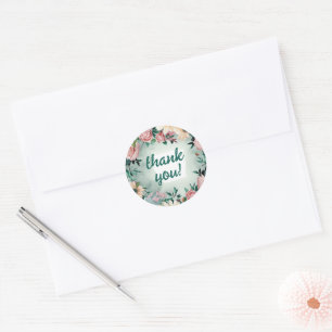 Pastel Flower Elegance: Sage Green Floral Wedding Classic Round Sticker
