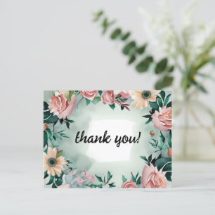 Pastel Flower Elegance: Sage Green Floral Wedding Postcard