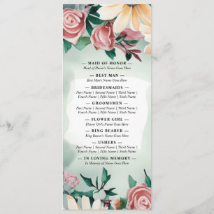 Pastel Flower Elegance: Sage Green Floral Wedding Programme