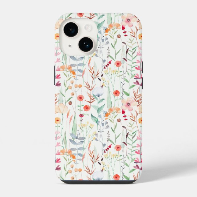 Pastel Flower Garden Pattern iPhone Case (Back)