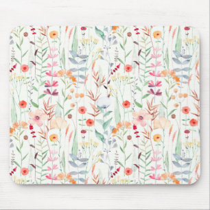Pastel Flower Garden Pattern Mouse Mat