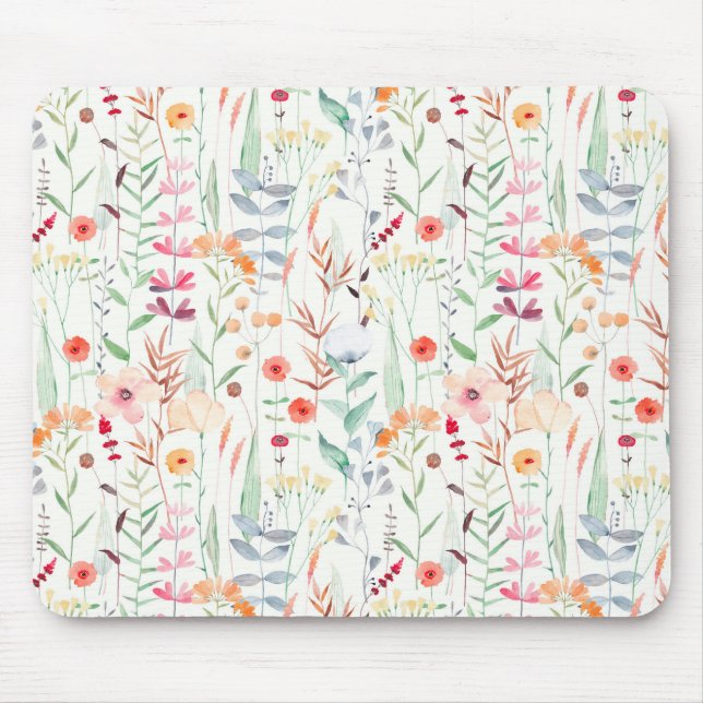 Pastel Flower Garden Pattern Mouse Mat (Front)