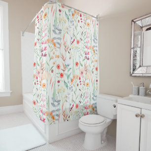 Pastel Flower Garden Pattern Shower Curtain