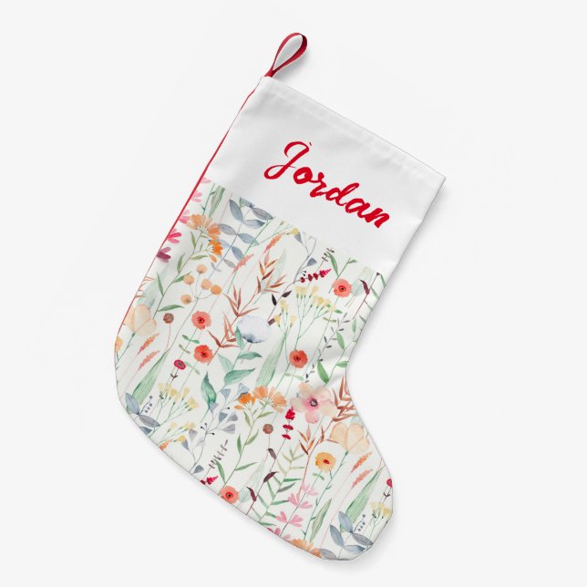 Pastel Flower Garden Pattern Small Christmas Stocking (Front (Hanging))