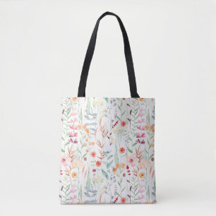 Pastel Flower Garden Pattern Tote Bag