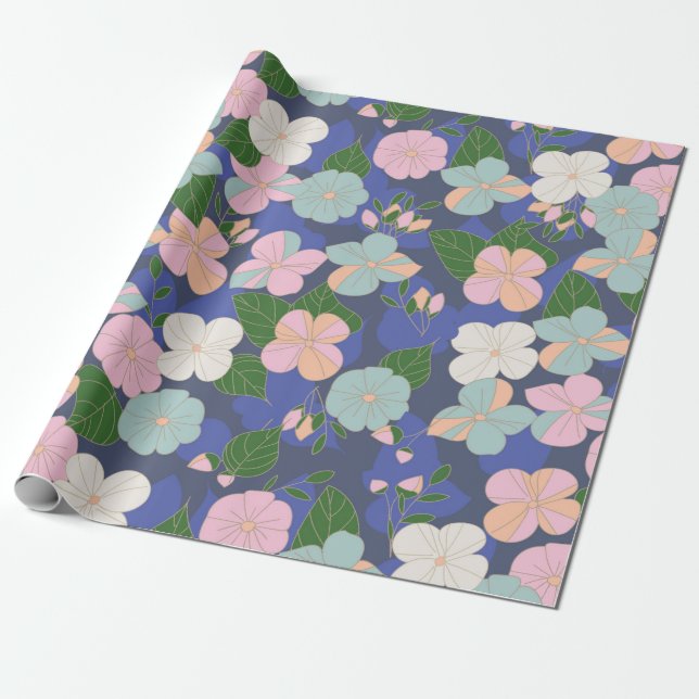 Pastel Flower Garden Wrapping Paper (Unrolled)