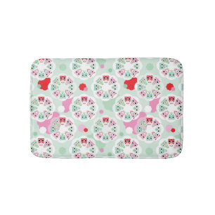 pastel flower owl background pattern bath mat