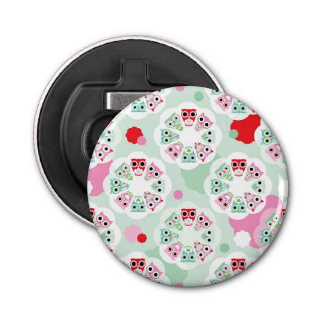 pastel flower owl background pattern bottle opener (Front)