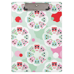 pastel flower owl background pattern clipboard
