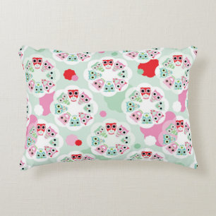 pastel flower owl background pattern decorative cushion