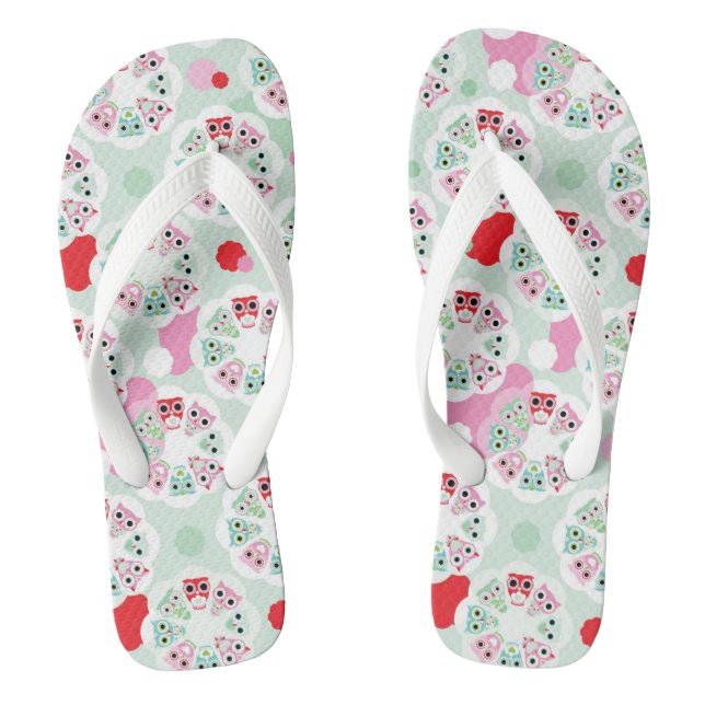 pastel flower owl background pattern flip flops (Footbed)