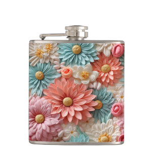 Pastel Flower Pattern Hip Flask