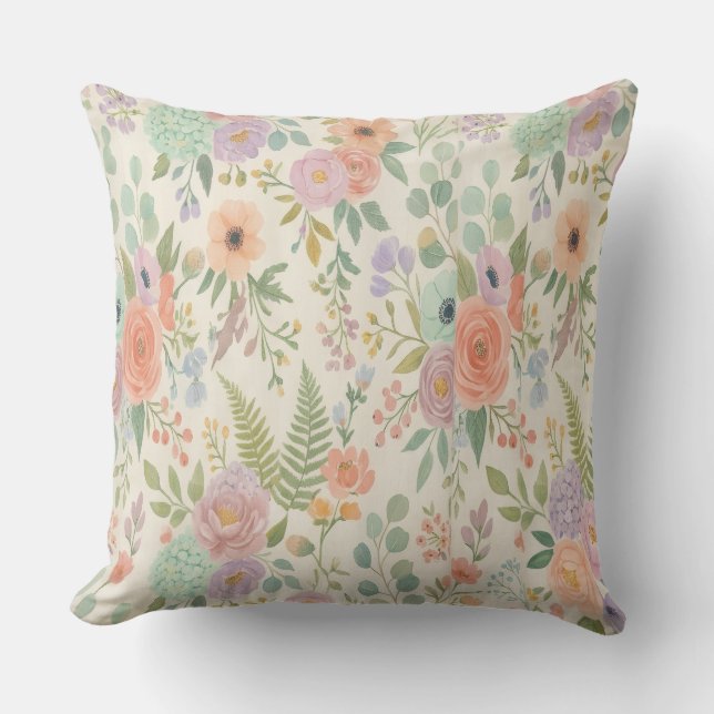 Pastel Flower Throw Pillows (Front)