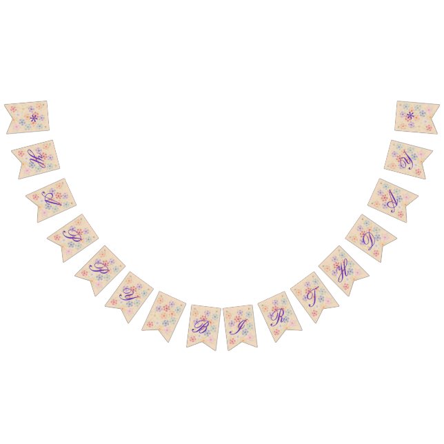 Pastel Flowered Happy Birthday Bunting (All)