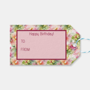 Pastel Flowers Alcohol Ink Illustration Gift Tags