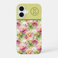 Pastel Flowers Alcohol Ink Illustration Monogram