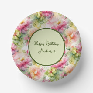 Pastel Flowers Alcohol Ink Illustration  Paper Plate