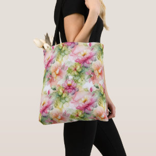 Pastel Flowers Alcohol Ink Illustration  Tote Bag