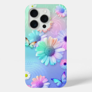 Pastel Flowers and butterflies iPhone 15 Pro Case