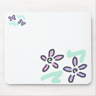 Pastel Flowers and Butterflies Mouse Mat